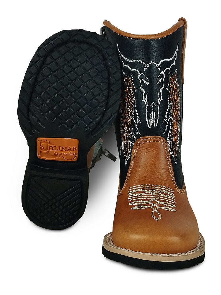 Bota Country Infantil Masculina Couro Premium Peão Jolimar