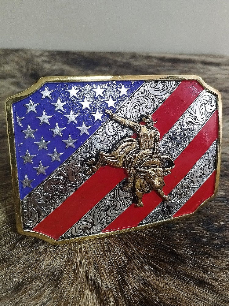 Fivela Country BullRider Master Cowboy Montaria Bandeira EUA