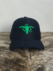 Boné Country Telinha Aba Torta Texanos Rodeio Preto Verde