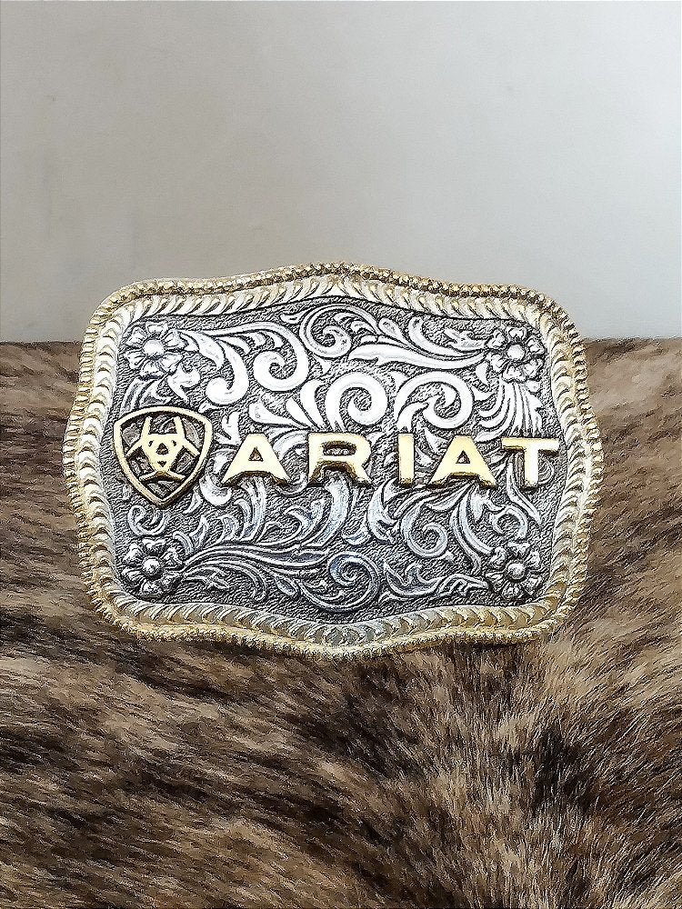 Fivela Ariat Country 11cm Western Premium Prata e Dourado