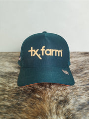 Boné Country Tx Farm Original Logo Escrito Verde e Amarelo