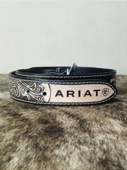 Cinto Country Masculino Ariat Preto Bordado Couro Legítimo