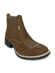 Botina Country Masculina Couro Trabalho Cano Baixo Confort