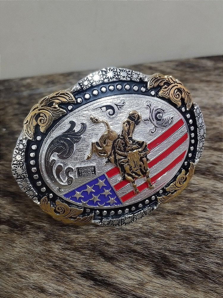 Fivela Bandeira USA Master Country Western Bull Rider EUA