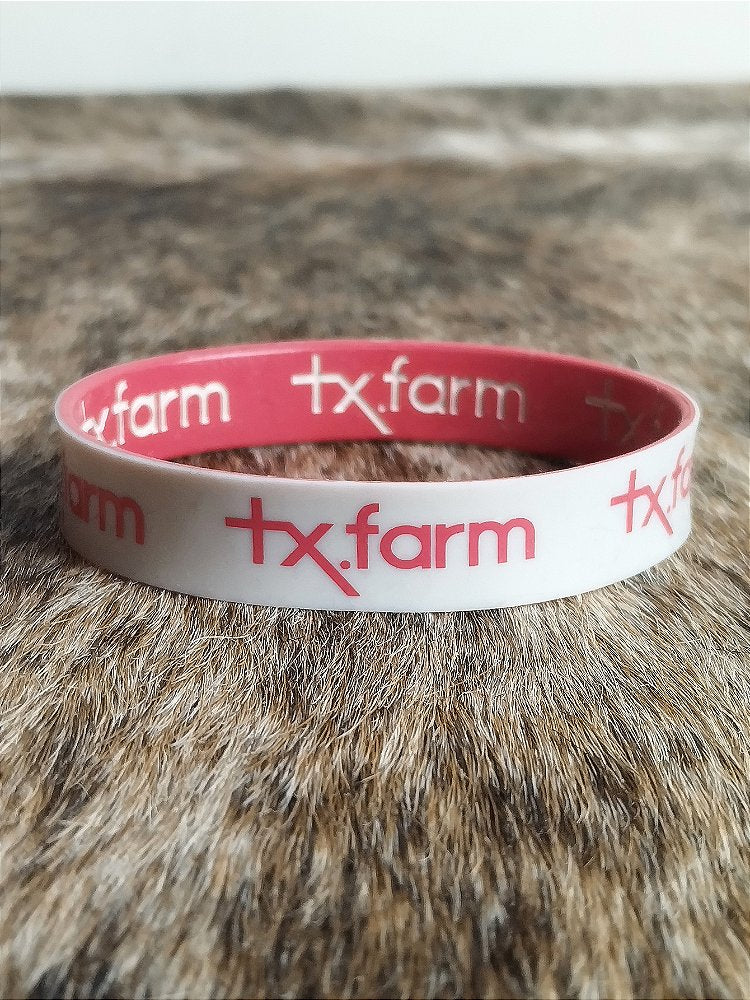 Pulseira Country Texas Farm Silicone Dupla Vermelho e Branco
