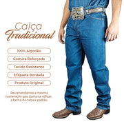Calça Jeans Masculina 100% Algodão Tradicional Reta Texas Road