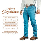 Calça Jeans De Trabalho Masculina Carpinteira Reforçada Boiadeiro