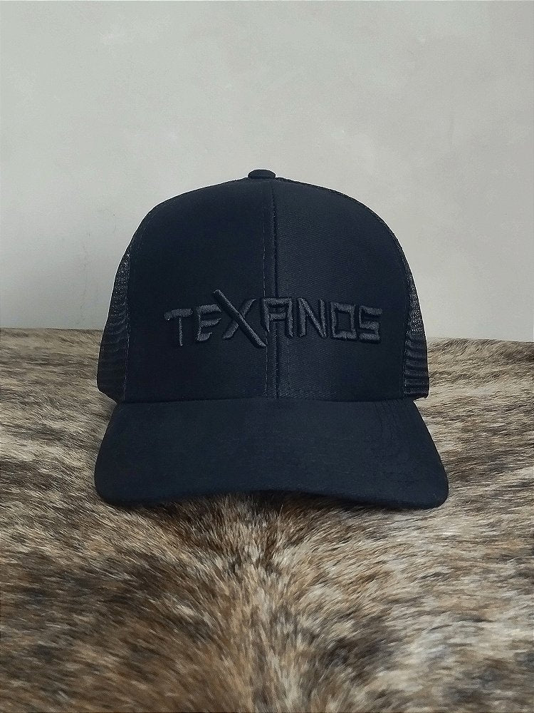 Boné Country Telinha Aba Torta Texanos Farm Texas Preto