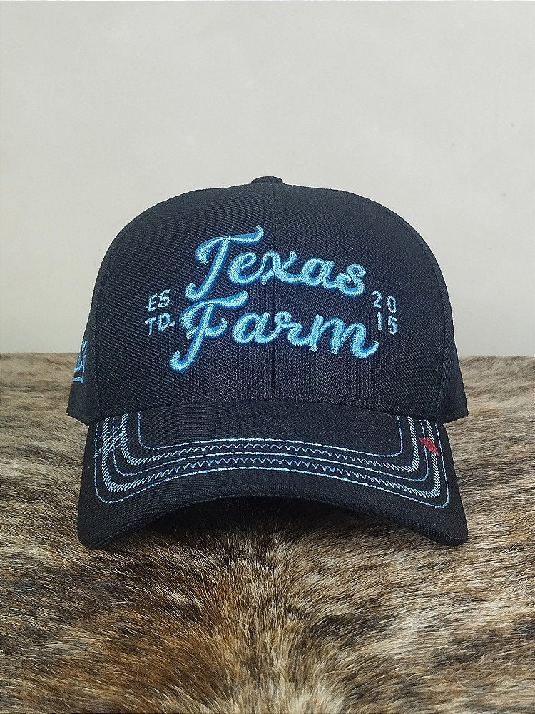 Boné Country Texas Farm Feminino Original Aba Curva Preto