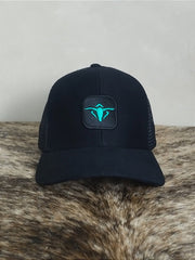 Boné Country Telinha Aba Curva Texanos Americano Preto Azul