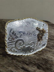 Fivela Prata e Dourada Master Country Western Bull Rider Top