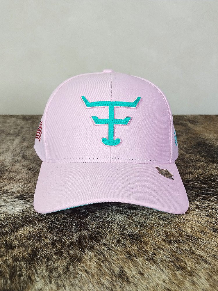 Boné Country Texas Farm Feminino Original Rosa Claro Logo
