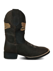 Bota Botina Texana Masculina Bico Quadrado Couro Texas Star