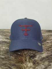 Boné Country Texas Farm Original Aba Curva Cinza e Vermelho