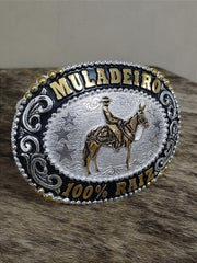 Fivela Muladeiro Cowboy Brand Master Country Prata Dourada