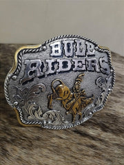 Fivela Country Master Western Bull Rider Prata Oval Rodeio