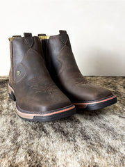 Botina Masculina Cano Curto Couro Zebu Work Bico Quadrado