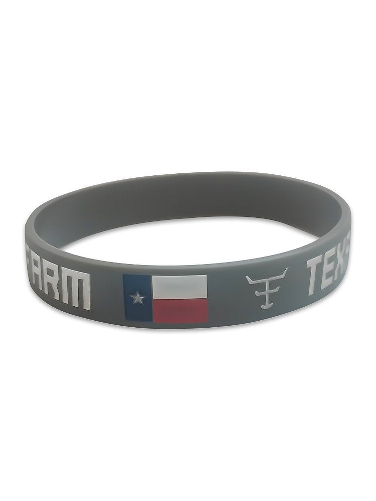 Pulseira Country Texas Farm Silicone Original Cinza e Branco