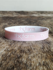 Pulseira Country Texas Farm Silicone Dupla Branco e Rosa