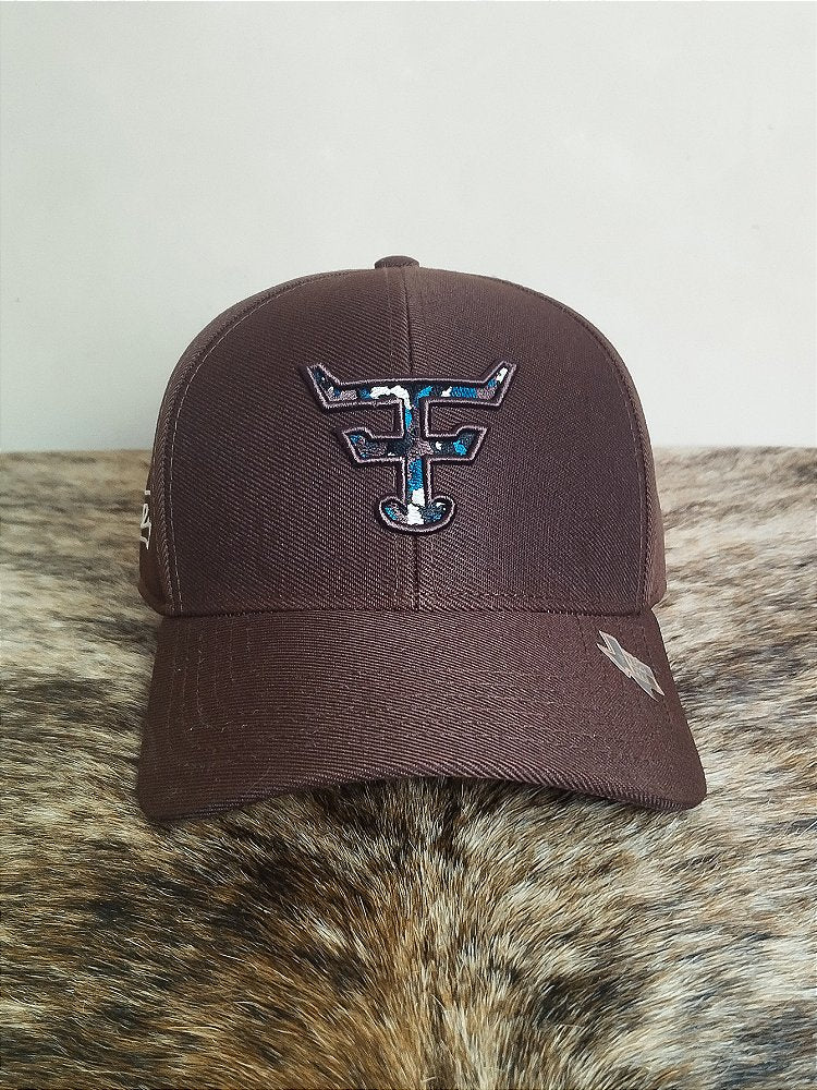 Boné Country Texas Farm Original Logo Camuflado Marrom