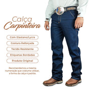 Calça Jeans De Trabalho Masculina Carpinteira Reforçada Boiadeiro