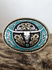 Fivela Ariat Country 11cm Western Premium Rodeio Azul Claro