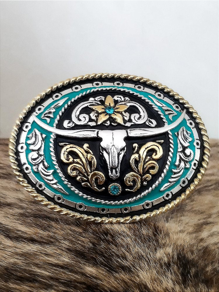 Fivela Ariat Country 11cm Western Premium Rodeio Azul Claro