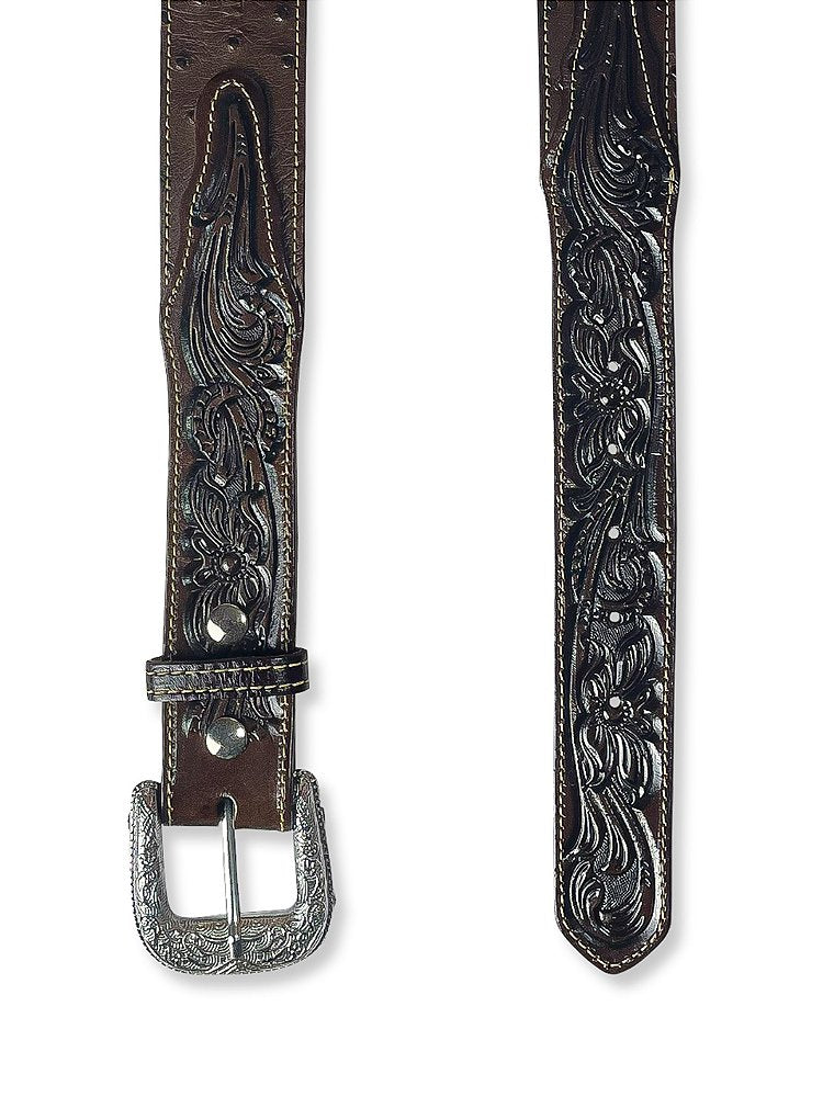 Cinto Country Texano Cowboy Preto Marrom Couro De Avestruz