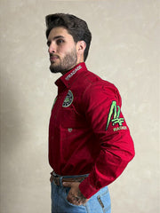 Camisão Masculina Radade Bordada Cowboy Manga Comprida Agro