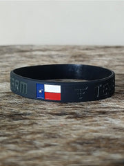 Pulseira Country TxFarm Silicone Bandeira Preto Cinza Escuro