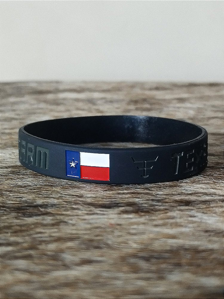 Pulseira Country TxFarm Silicone Bandeira Preto Cinza Escuro