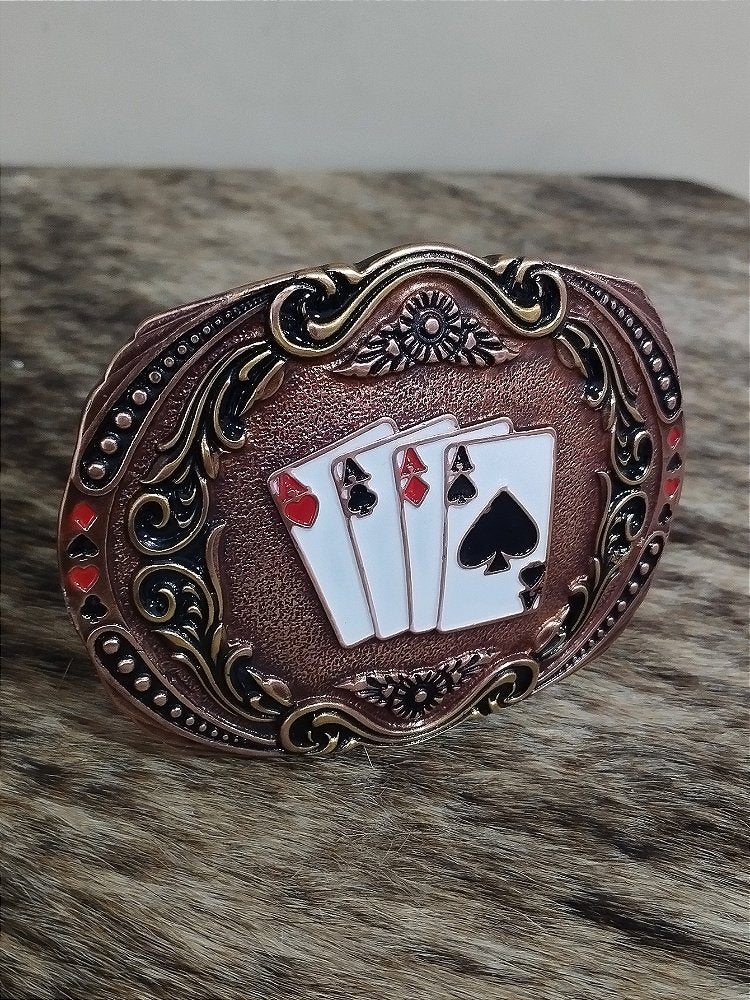 Fivela Country Baralho Bronze Western Rodeio Cowboy Barretos