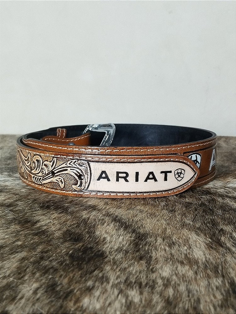Cinto Ariat Marrom Country Bordado 100% Couro Legítimo Agro
