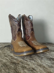 Bota Texana Masculina Couro Cowboy Solado Jump Original Bege