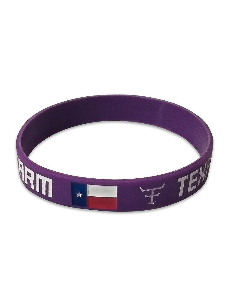 Pulseira Country Texas Farm Silicone Original Roxa e Branco