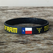 Pulseira Country Texas Farm Silicone Original Preto Amarelo