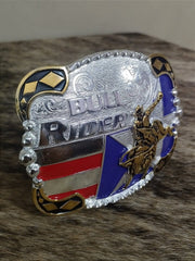 Fivela Bull Rider Prata Quadrada Master Country Western Agro