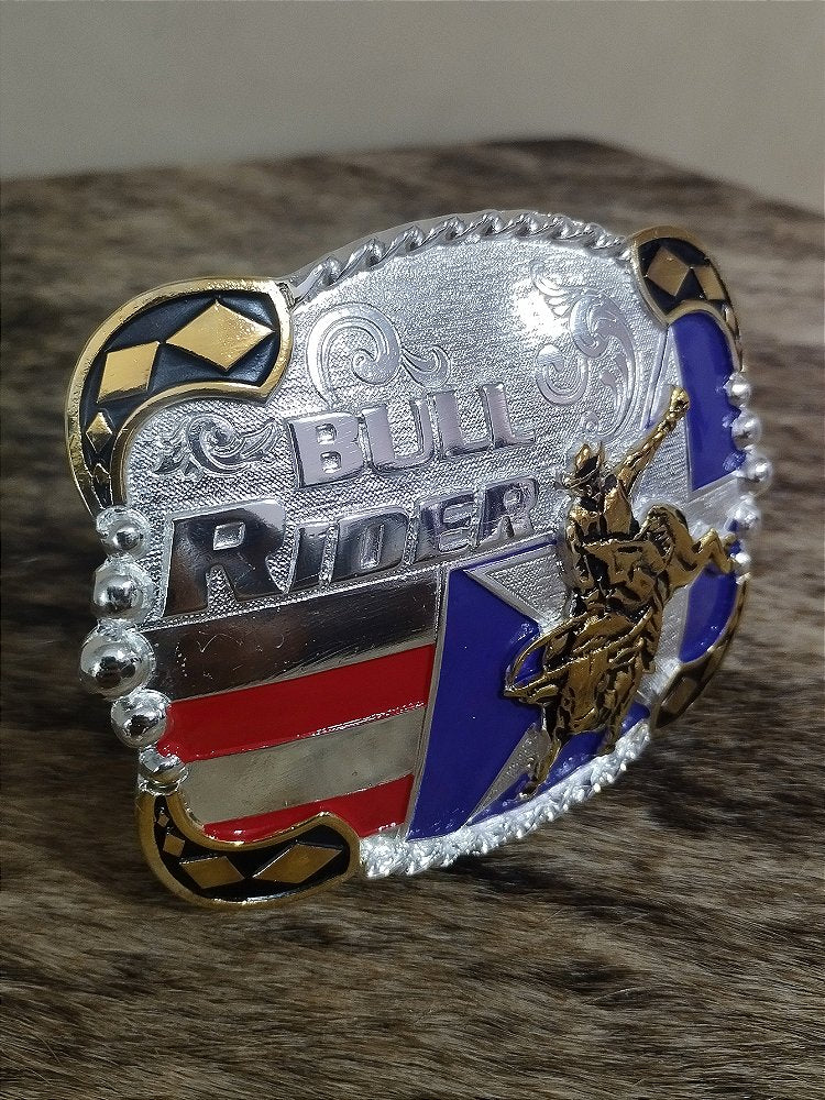 Fivela Bull Rider Prata Quadrada Master Country Western Agro