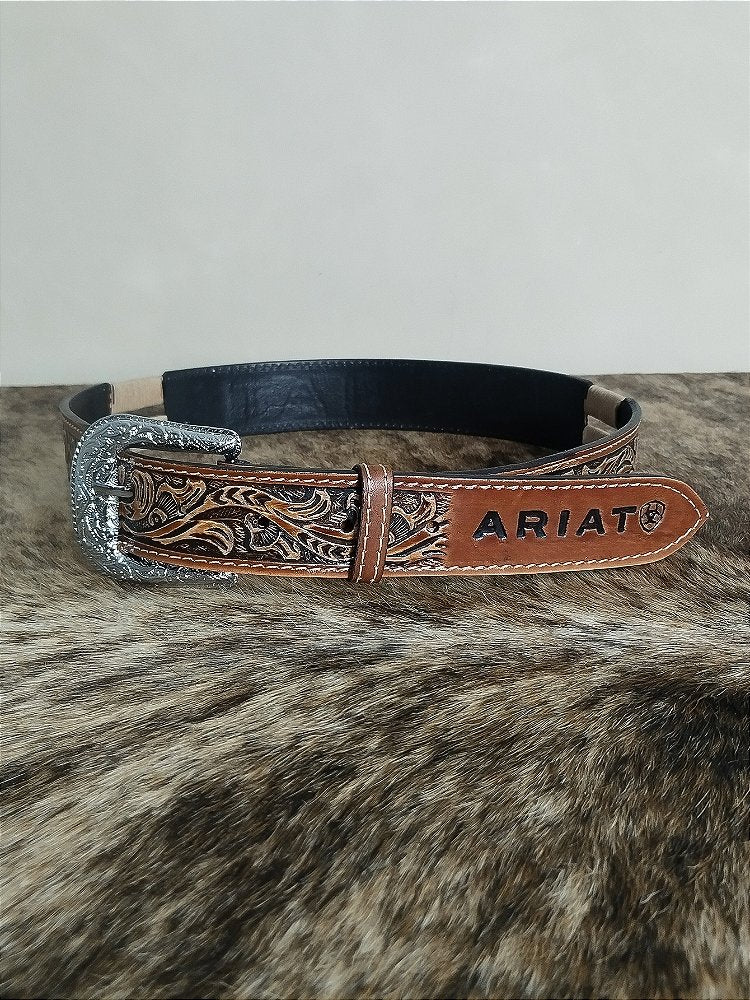 Cinto Country Ariat Marrom Couro Cowboy Texano Americano