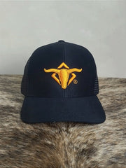 Boné Country Telinha Aba Torta Texanos Trucker Preto Laranja