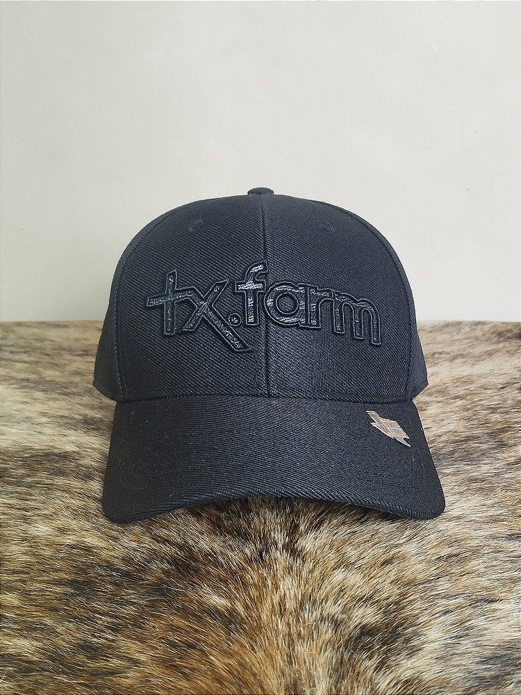 Boné Country Tx Farm Original Logo Escrito Preto