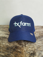 Boné Country Tx Farm Original Logo Escrito Azul e Branco