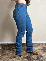 Calça Feminina Jeans Carpinteira Cós Alto Elastano Os Boiadeiros