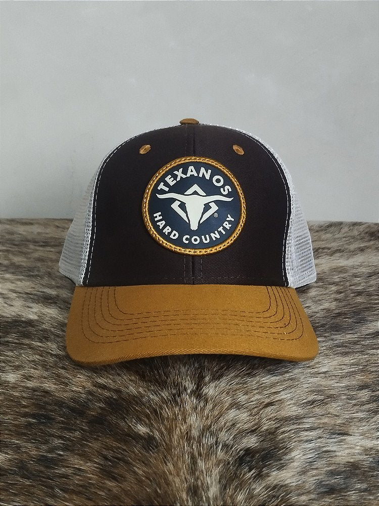 Boné Country Telinha Aba Curva Texanos Farm Texas Marrom