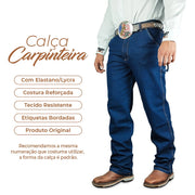 Calça Jeans De Trabalho Masculina Carpinteira Reforçada Boiadeiro
