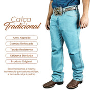 Calça Jeans 100% Algodão Country Bordada Reforçada Texas Road