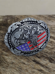 Fivela Country Master Vermelha Azul Western Bull Rider EUA