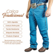 Calça Jeans Masculina 100% Algodão Tradicional Reta Texas Road