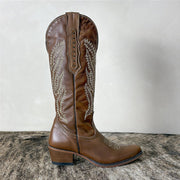 Bota Country Montaria Feminina Couro Cano Longo Zíper Texana