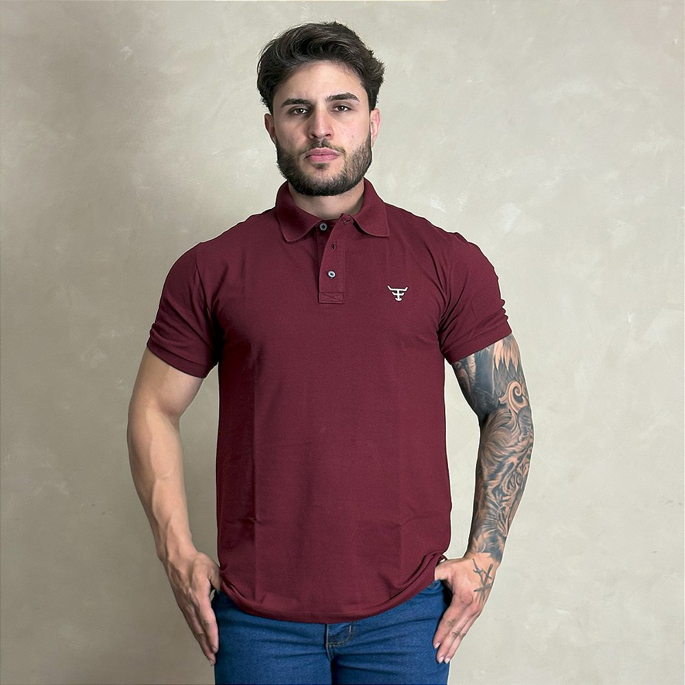 Camiseta Texas Farm Polo Masculina Original Premium Vinho